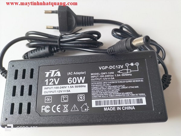 Nguồn ( Adapter) 12V-5A chân 5.5*2.5mm hãng TTA QWY-1250